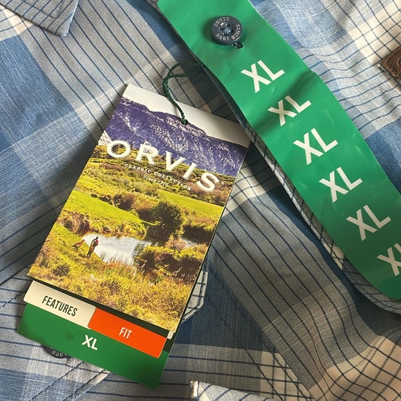 Orvis Men’s Blue & White Plaid Button Down short sleeve Shirt- XL - Picture 14 of 14